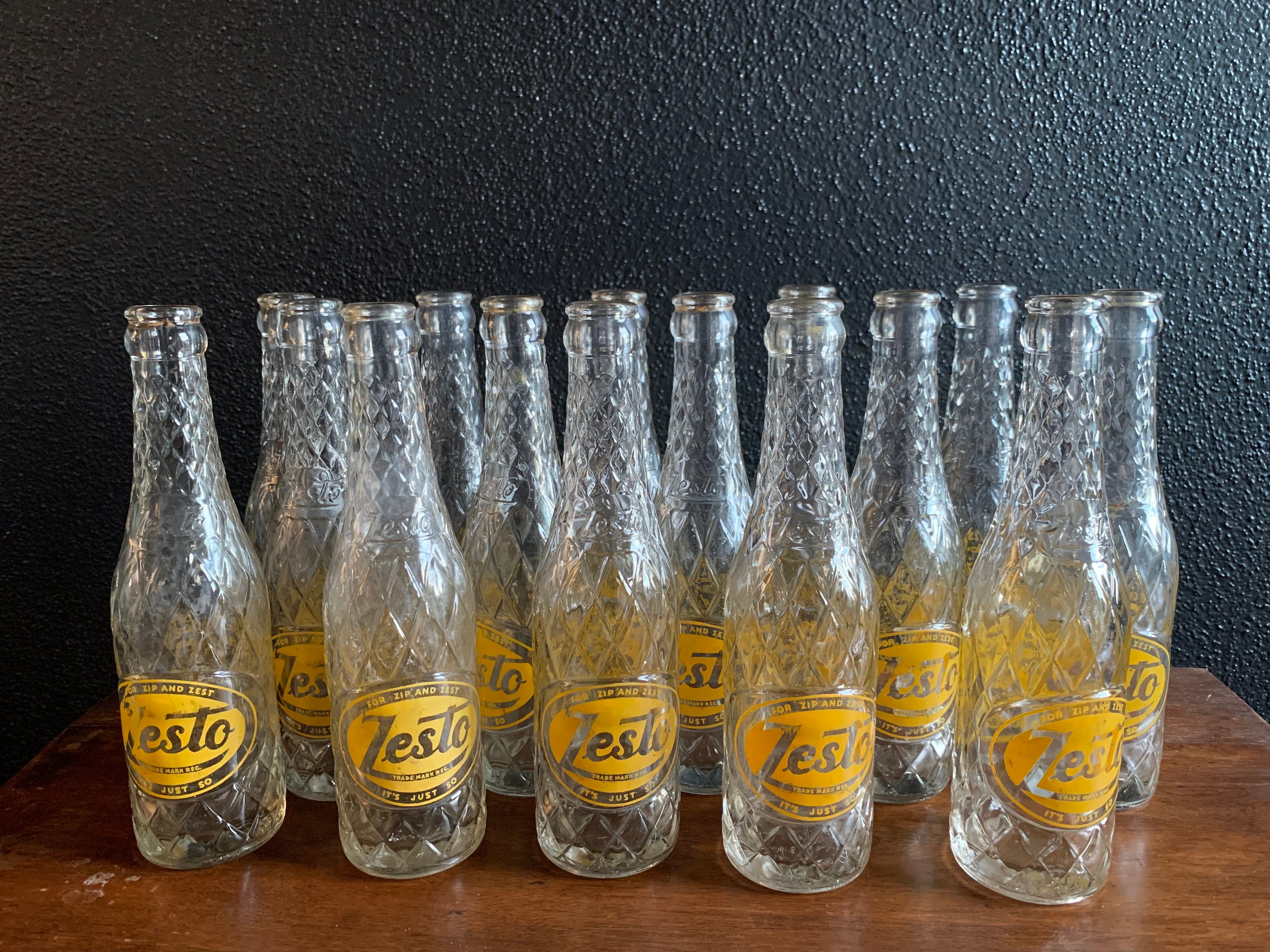 Vintage Zesto Bottles, Empty, for Zip and Zest, It's Just so Zesto