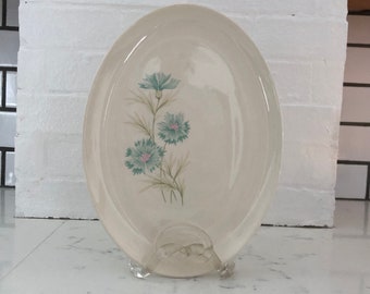 Taylor Smith Boutonniere Oval 11" Serving Platter, Replacement Dish Sets, Ever Yours, Pink and Blue Flowers, Fire King