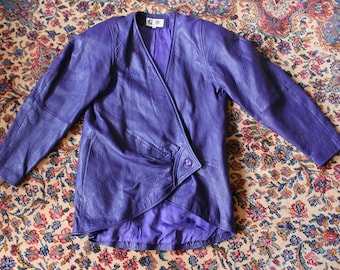 1980s C III Purple Leather Coat Medium Purple Leather Coat 1980's Vintage Leather Coats Global Identity New York Vintage Fashion