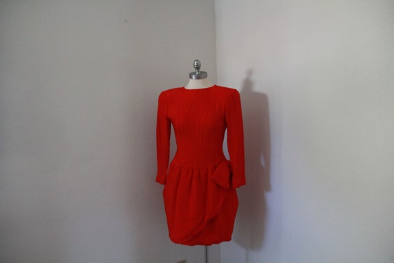 Lawrence Red Silk 1980s Cocktail dress - image 3
