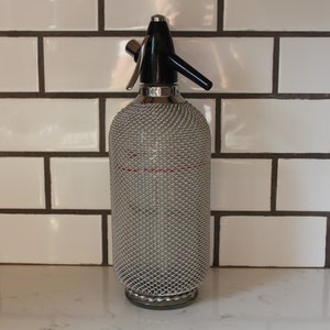 Soda Syphon Seltzer Bottle with Mesh Vintage MCM Bar Ware Bar Decor