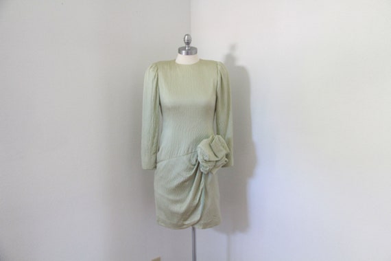 Lawrence Light Green Mint Silk dress Vintage 1980'
