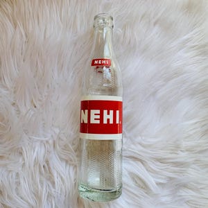 Nehi Soda bottles 1950&#39;s-1960&#39;s, Red and White Vintage Pop Bottles, Vintage Glass Bottles, 10 ounce glass soda bottles, Royal Crown Soda
