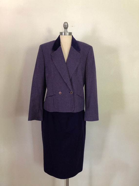 1980's PENDLETON Wool Skirt Suit in Purple Houndst