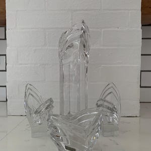 Mikasa Deco Crystal 4 piece set, 12&quot; Glass Vase with 2 Matching 5 1/2&quot; Candle Holders, and one votive holder, Vintage Art Deco Decor