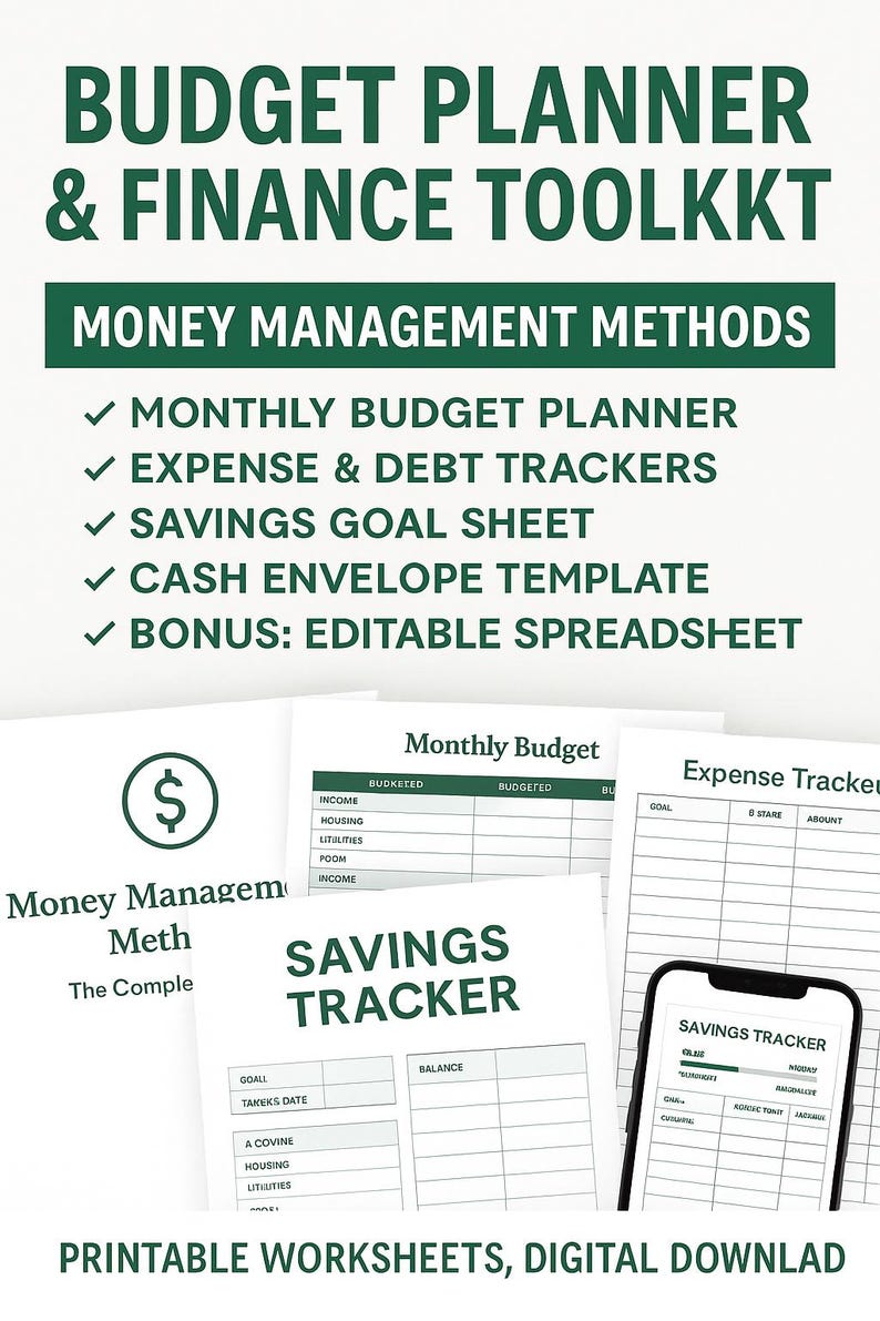 Budget Planner & Finance Toolkit | Money Management Methods | Printable ...