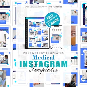 140 Medical Social Media Templates, Medical Instagram Templates, Clinic, Health Care, Medical Service Templates, Easy Editable in Canva
