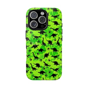 Dinosaur Phone Case - Tough Cases, Cool Dinosaur Design, Gift for Kids, Fun Green Case, Unique Phone Accessories