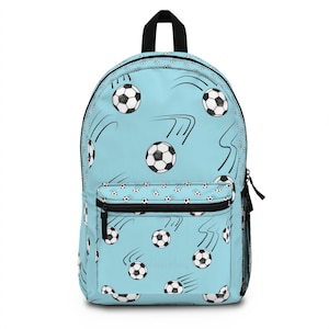 Soccer-Themed Backpack for Sports Lovers, Kids&#39; School Bag, Athletic Gear, Trendy Gift for Soccer Fans, Blue Football Backpack