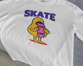おもしろスケートボードグラフィックTシャツ | オーガニックコットン ユニセックスTシャツ