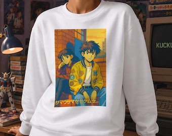 Anime Retro Sweatshirt, 90s Manga Sweatshirt, Organic Cotton Anime Fan Gift