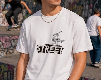 Streetwear grafisch T-shirt | Uniseks T-shirt van biologisch katoen in skateboardstijl | Top met opvallende urban fashion-illustratie