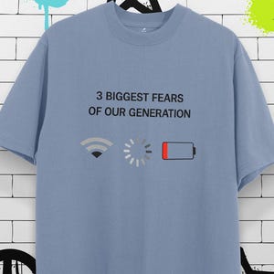 Camiseta tecnológica divertida / Los 3 mayores miedos, algodón orgánico, regalo geek