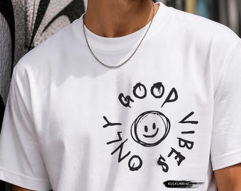 Positive Message T-Shirt Smiley Face Graphic Tee Unisex Organic Cotton Motivational Gift Shirt