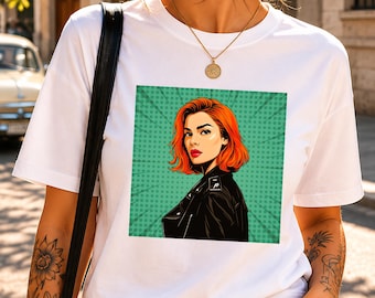 Vintage Pop Art Woman T-Shirt: Organic Cotton Retro Comic Style Tee