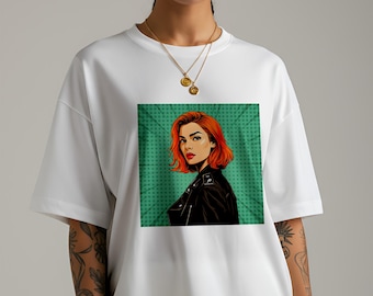 Vintage Pop Art Frau T-Shirt: Bio-Baumwolle Retro Comic Style T-Shirt