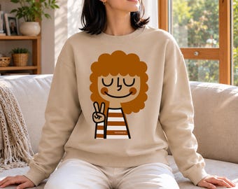 Minimalist Peace Sign Sweatshirt: Organic Cotton Unisex Pullover