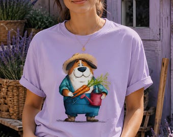 Farmer Dog T-Shirt, Funny Gift for Gardeners & Dog Lovers, Unisex Organic Cotton Tee