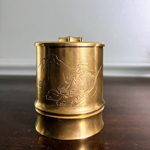 brass tobacco jar Humidor, Apothecary Jar, Brass, Caged Glass, Made in India, Cigar Box W/ Lid, Vintage Vintage Comoy's London Tobacco Jar