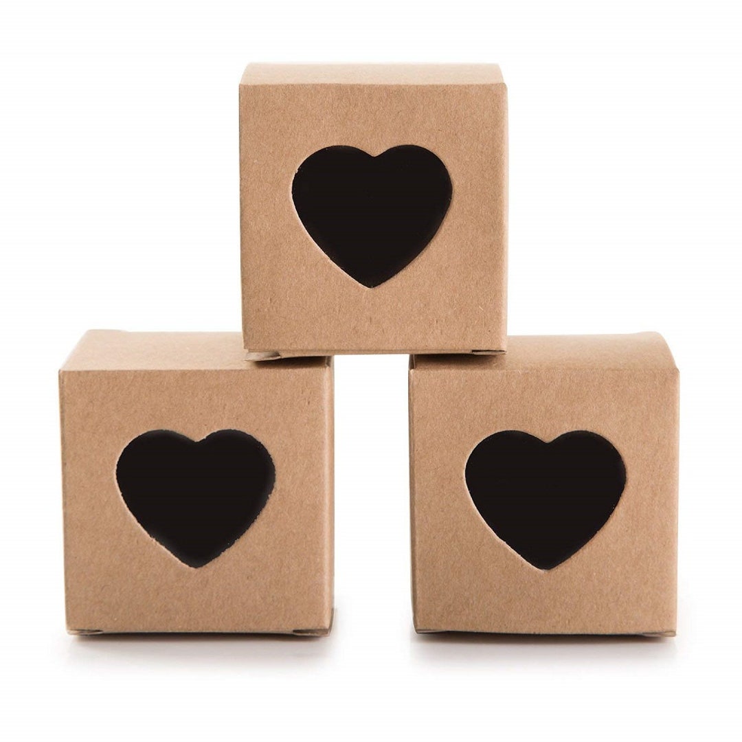 10 Small Kraft Gift Boxes With Acetate Heart Window 5cmx5cmx5cm DIY Favours Etsy Australia