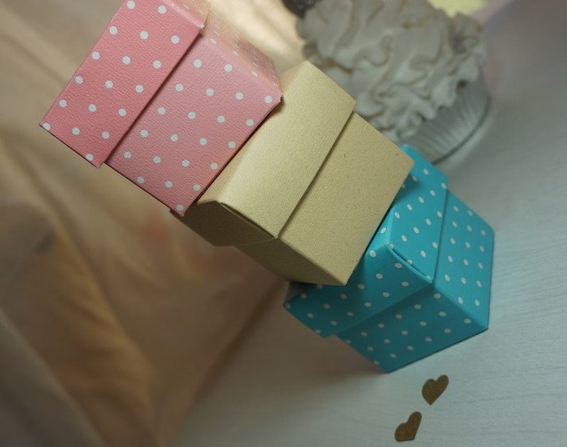 10 Tiny Gift Boxes With Lids Blue With White Polka Dots Etsy Australia