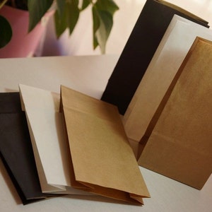 25/50 Small Paper Bags | 160mmx88mm | Black | Kraft | White | Favours | Jewellery |Gifts | Markets