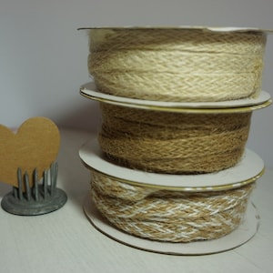 Natural Jute Twill Ribbon | 10mm x 10m | 3 Colours | Gift Wrapping | Crafts | Christmas