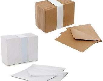 25/50/100 Small Envelopes | White/Kraft | 110mm x 85mm | Thank You *RSVP *Seeds *Confetti *Notecards *Junk Journals