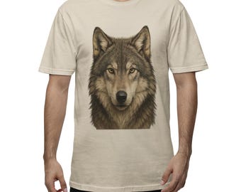 Wolf Head Unisex Softstyle T-Shirt | Animal Lovers, Gift for Him/Her, Casual Wear, Wolf shirt, Unique Graphic Tee, Wolf Lovers