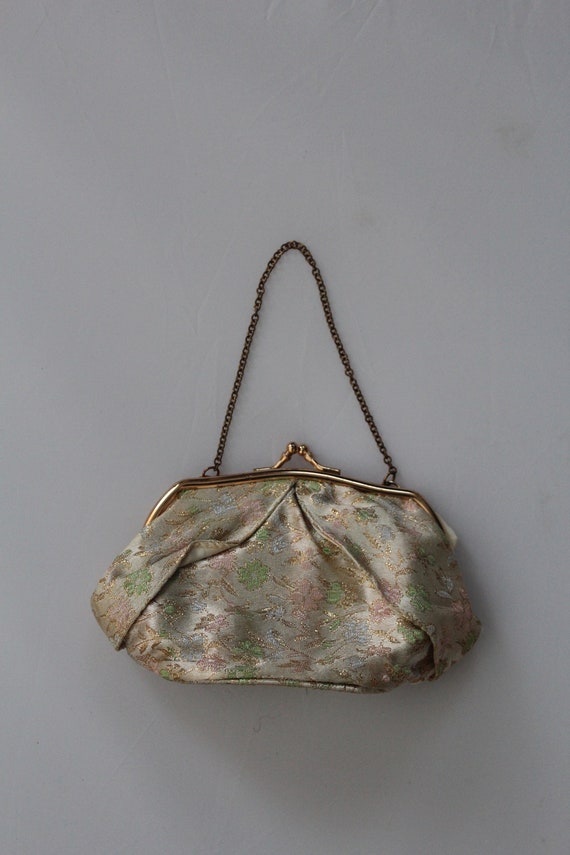 Vintage 1960s Metallic Brocade Purse / Gold Broca… - image 2