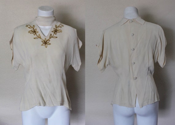 Vintage 1940s Blouse / Vintage 1930s Blouse / Vint