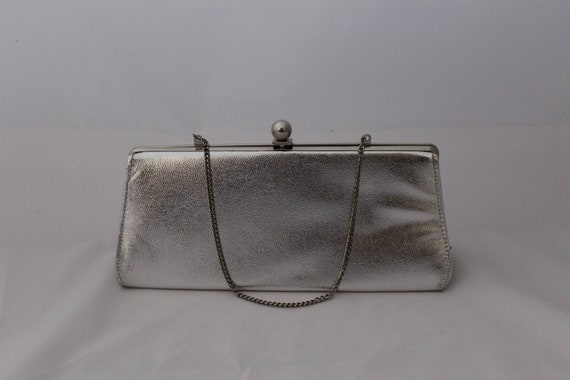 Silver Metallic 1960s Metal Frame Bag / Vintage S… - image 1