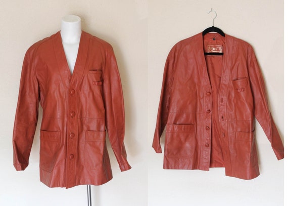 Vintage 1970s Burnt Orange Leather Jacket / Vintag