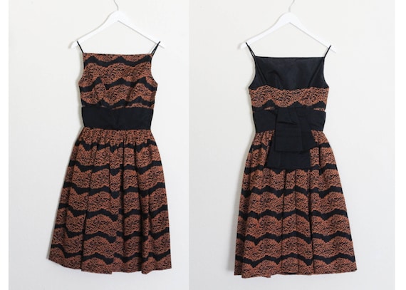 Vintage 1950s Party Dress / 1950s Black Lace Dres… - image 1