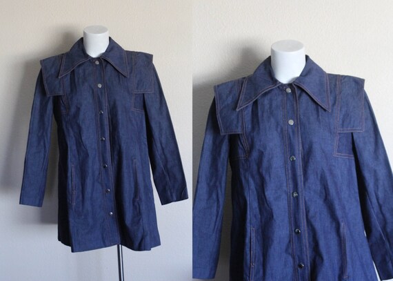Vintage Denim Jacket / Denim Swing Coat / Denim Sw