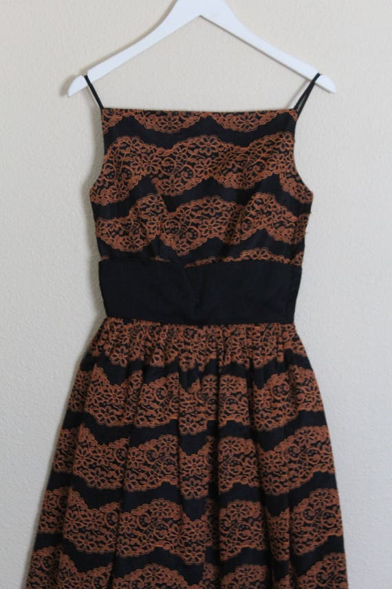 Vintage 1950s Party Dress / 1950s Black Lace Dres… - image 3