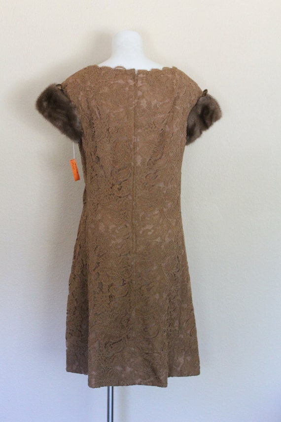 1960s Couture Lace and Mink Dress / Vintage Lace … - image 5