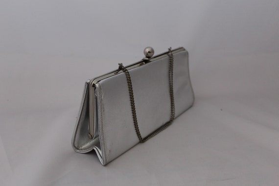 Silver Metallic 1960s Metal Frame Bag / Vintage S… - image 2