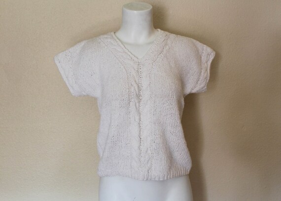 short sleeve cable knit cardigan