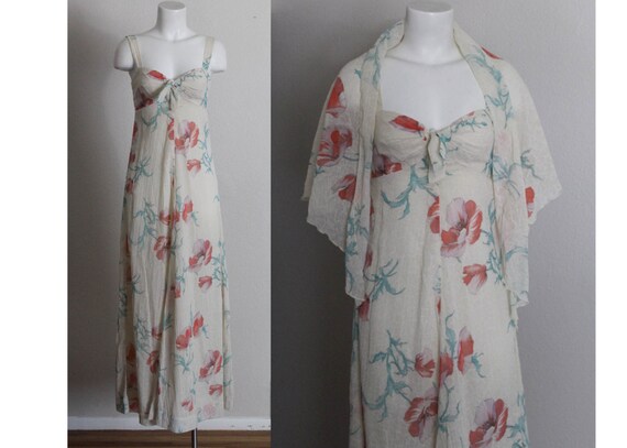 Vintage 1970s Neiman Marcus Cotton Maxi Dress / Co