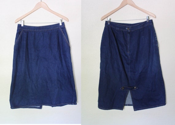 Vintage Extra Large 1980s Denim Skirt / Vintage De