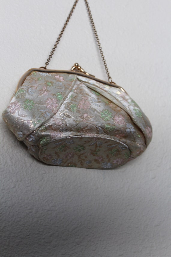 Vintage 1960s Metallic Brocade Purse / Gold Broca… - image 4