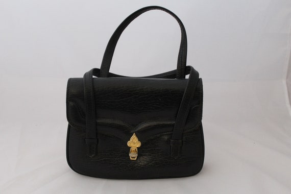 Vintage 1950s Black Italian Leather Purse / Vinta… - image 1