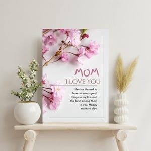 Maman, je t'aime, bonne fête des mères, gracieusement conçue, art mural inspirant imprimable