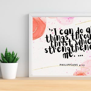 Je peux tout faire par le Christ, élégamment conçu, art mural inspirant imprimable