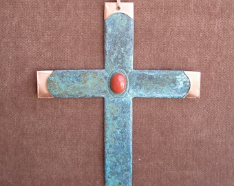 CROSS Copper Verdigris Ornament - Handcrafted in The Copper State (Arizona USA)