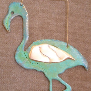 FLAMINGO Copper Verdigris Ornament Handcrafted in The Copper State Arizona USA image 1