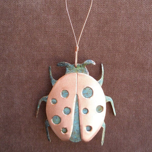 LADYBUG Copper Verdigris Ornament - Handcrafted in The Copper State (Arizona USA)