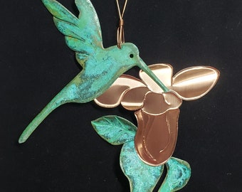 Arizona State Copper Christmas Ornament – Handcrafted Verdigris Finish, Southwest Shape, Dos Damas Designs