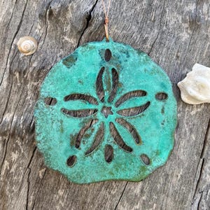 SAND DOLLAR Copper Verdigris Christmas Ornament - Handcrafted in The Copper State (Arizona USA) Dos Damas Designs